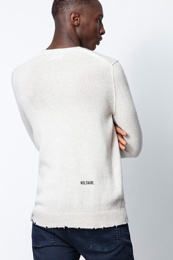 Pullover Kennedy Kaschmir - Weißer Herrenpullover aus Kaschmir.